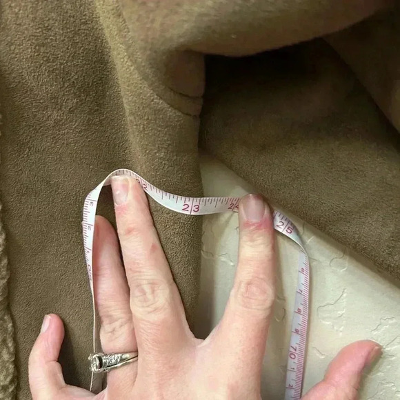 LL Bean MED Fleece Sherpa Lined Faux Suede  Jacket  y2k Winter Phoebe Buffay - Picture 6 of 7